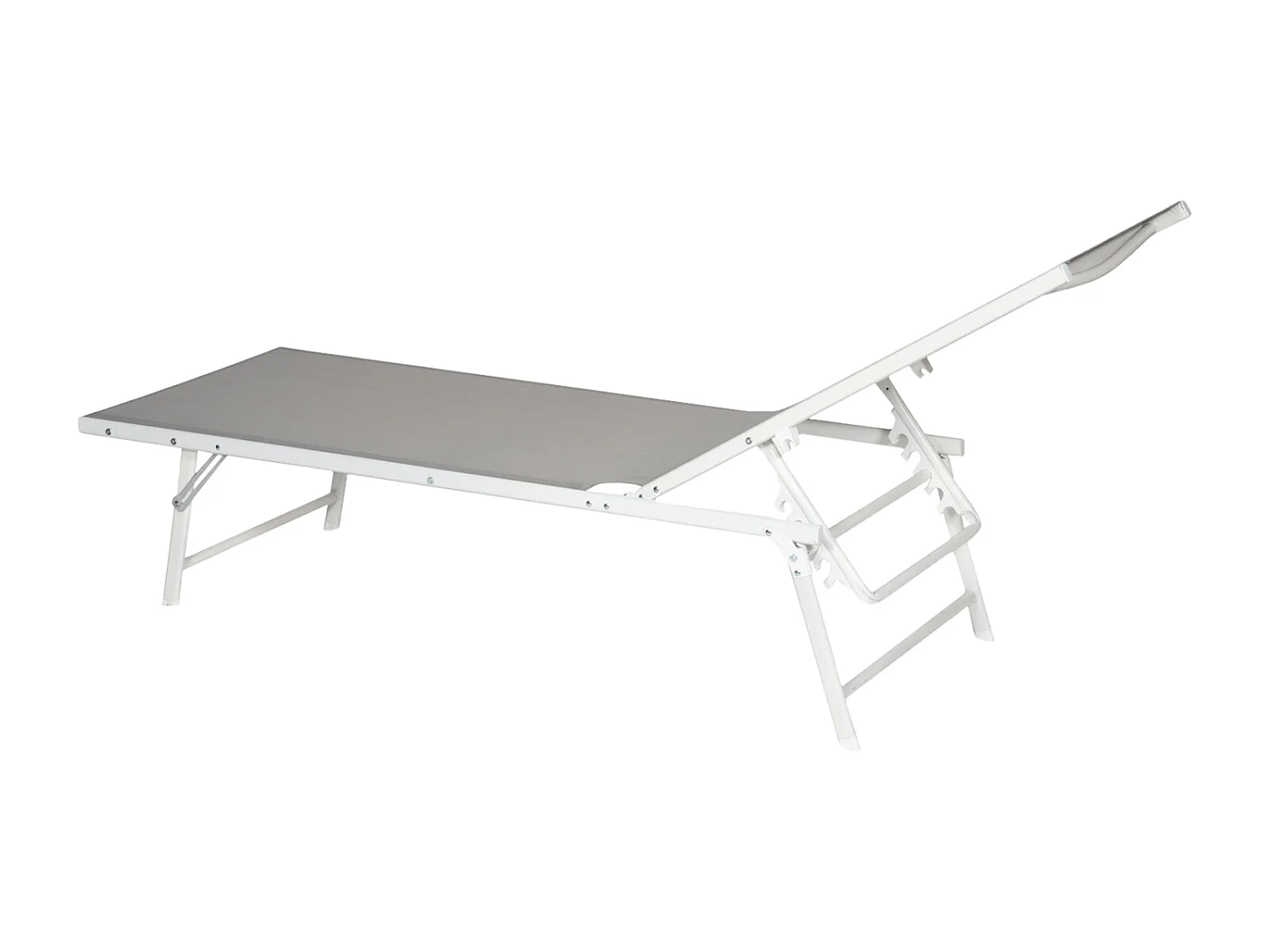 Lot de 2 bains de soleil pliants SICILIA en textilène gris - structure blanche - HAPPY GARDEN