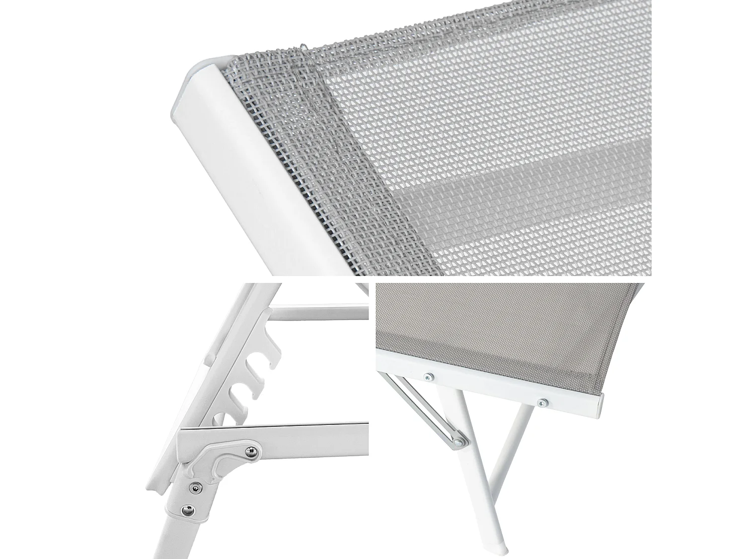 Set van 2 opvouwbare ligbedden SICILIA in grijs textilene - witte structuur