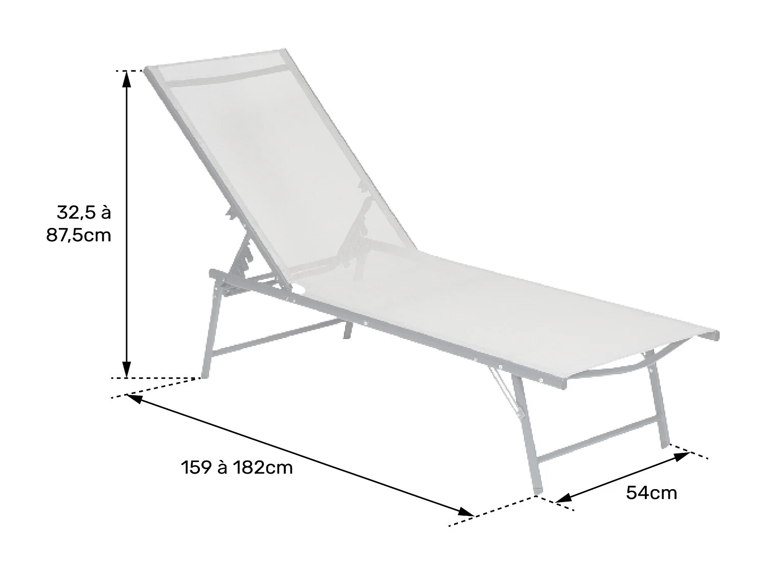 Set van 2 opvouwbare ligbedden SICILIA in grijs textilene - witte structuur