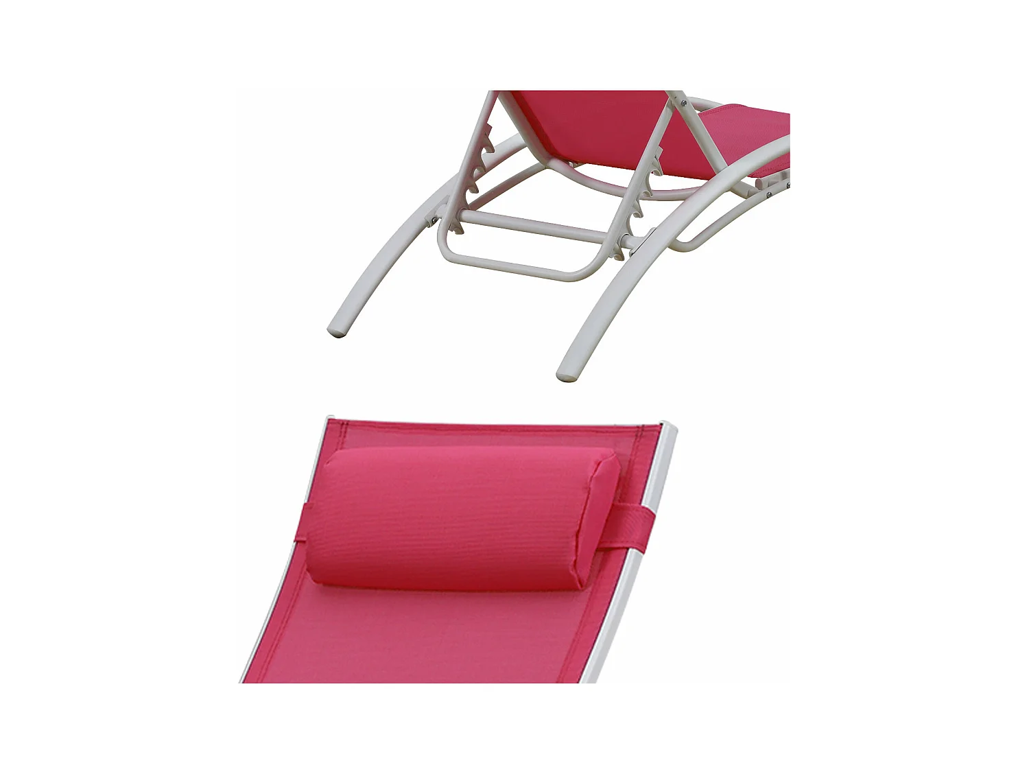 Lote de 2 tumbonas GALAPAGOS en textileno rosa aluminio blanco