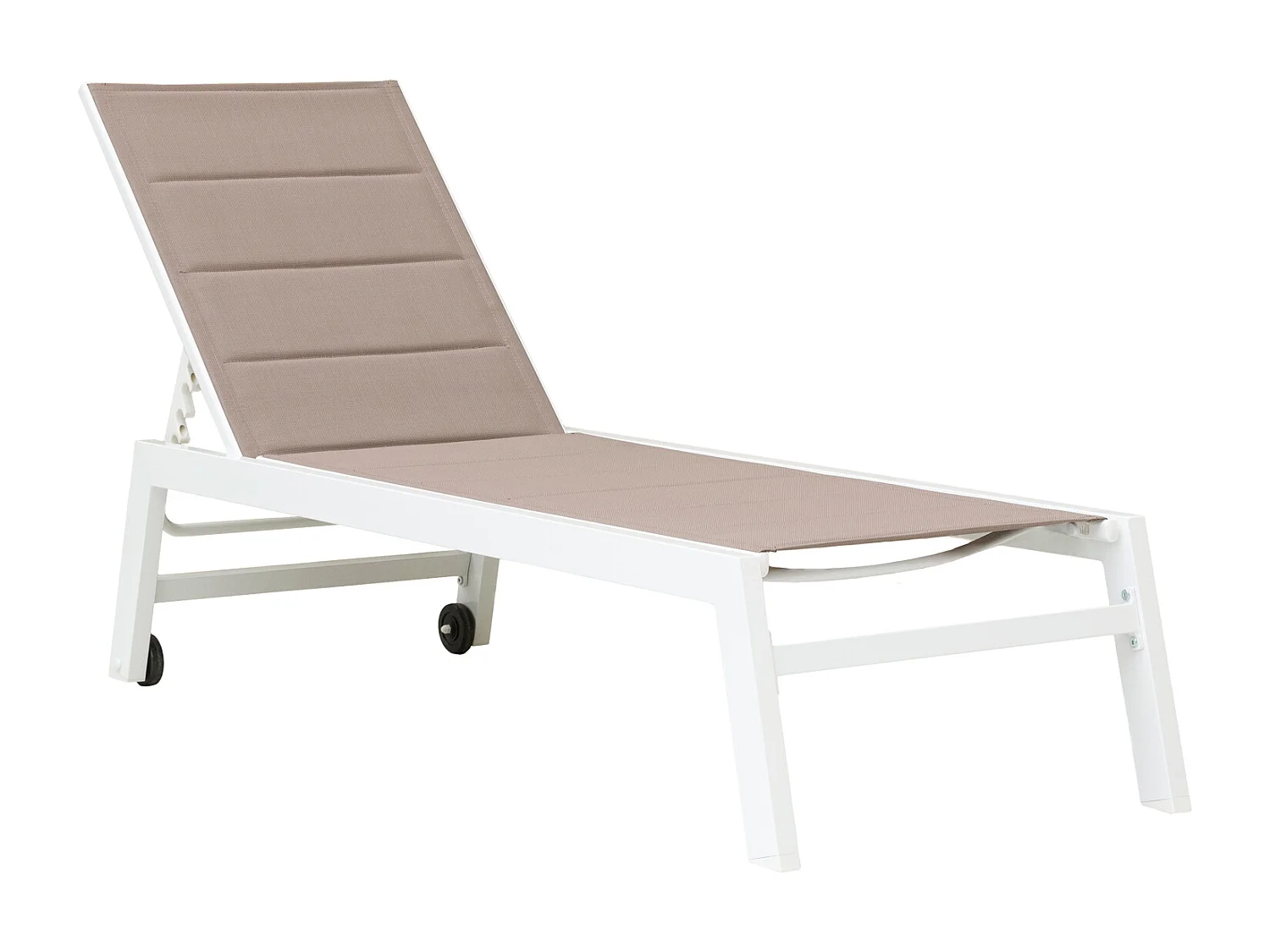 Lot de 2 bains de soleil BARBADOS en textilène taupe - aluminium blanc - HAPPY GARDEN