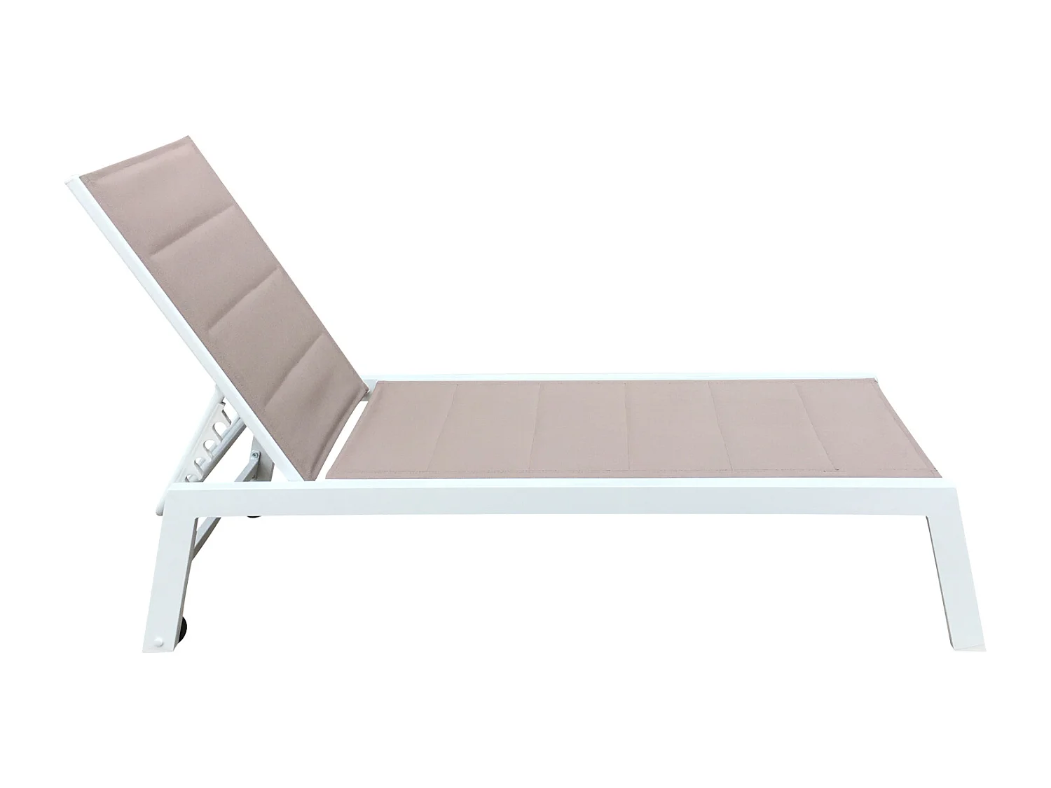 Set van 2 BARBADOS zonnebedden in taupe textilene - wit aluminium