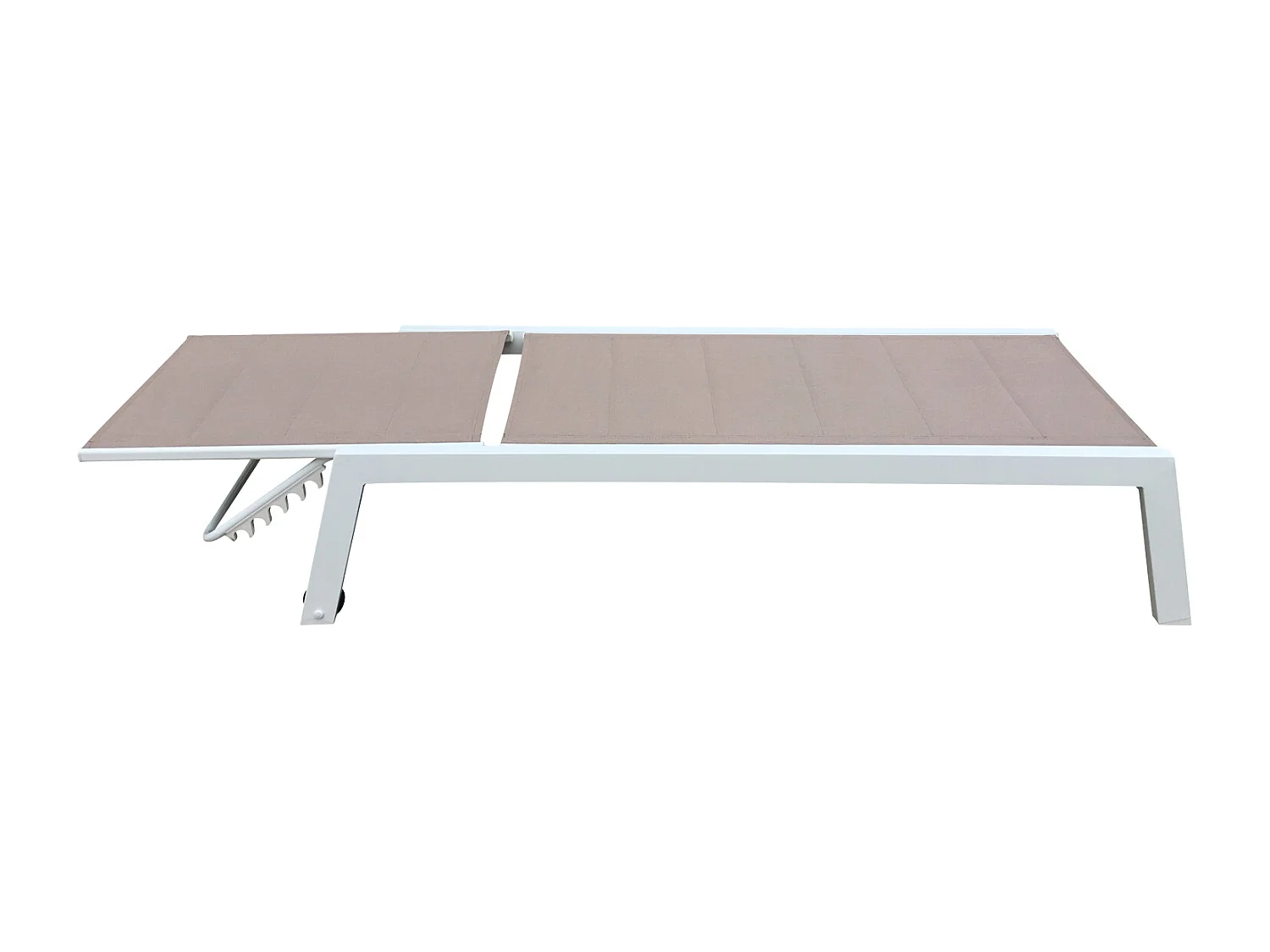 Set van 2 BARBADOS zonnebedden in taupe textilene - wit aluminium