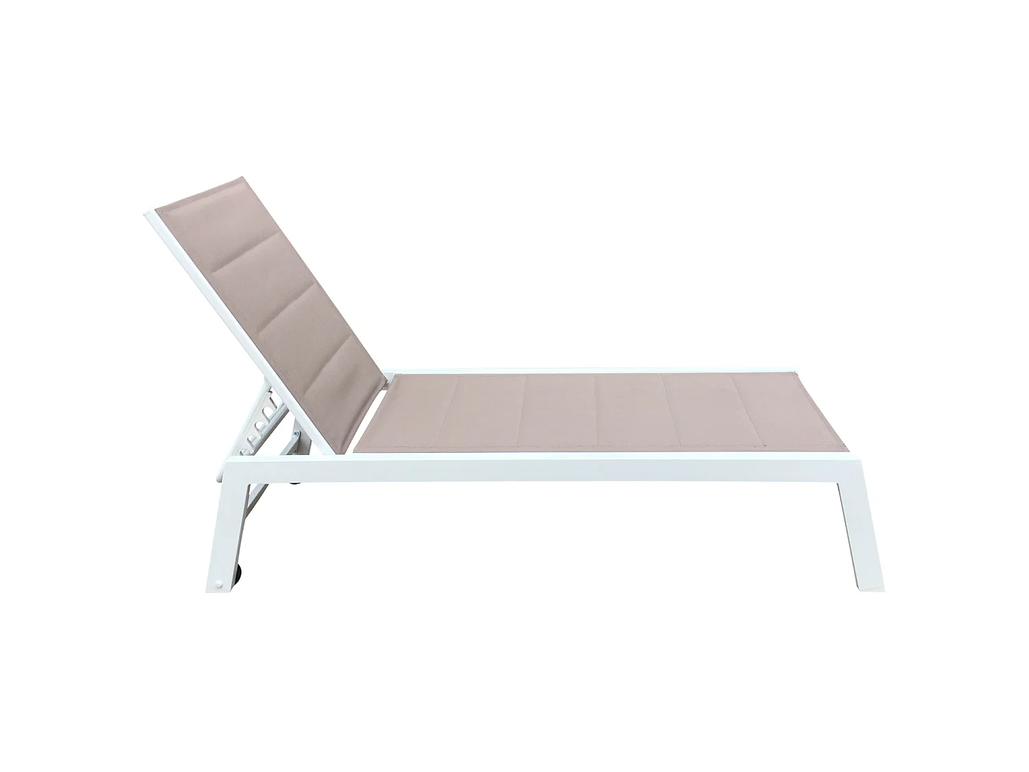 Lot de 2 bains de soleil BARBADOS en textilène taupe - aluminium blanc - HAPPY GARDEN