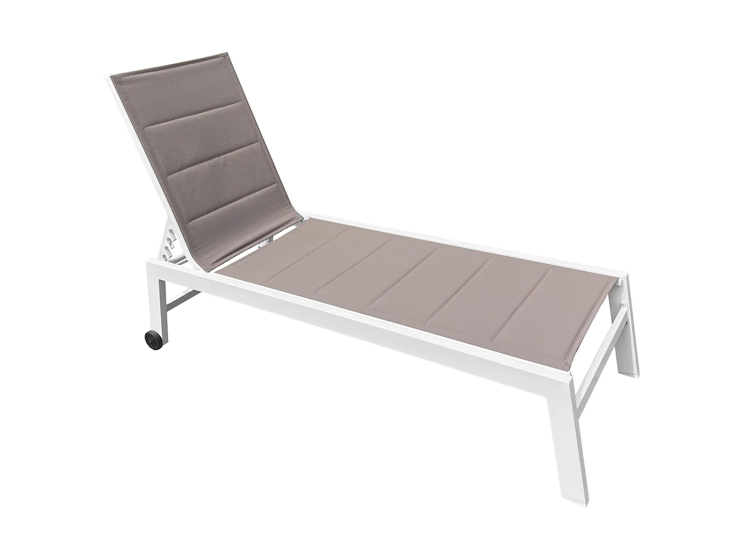 Conjunto de 2 espreguiçadeiras BARBADOS em taupe textilene - alumínio branco