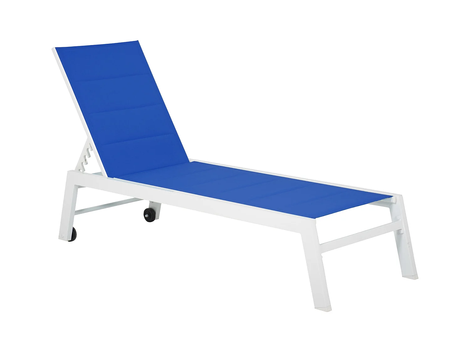 Lot de 2 bains de soleil BARBADOS en textilène bleu - aluminium blanc - HAPPY GARDEN