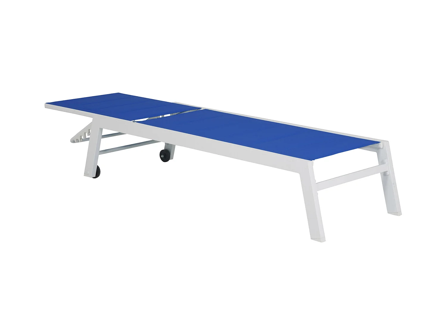 Lot de 2 bains de soleil BARBADOS en textilène bleu - aluminium blanc - HAPPY GARDEN