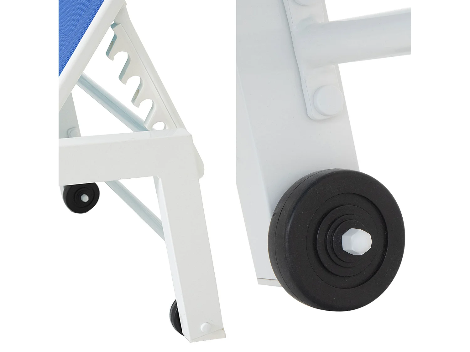 Set van 2 blauwe textilene BARBADOS ligbedden - wit aluminium