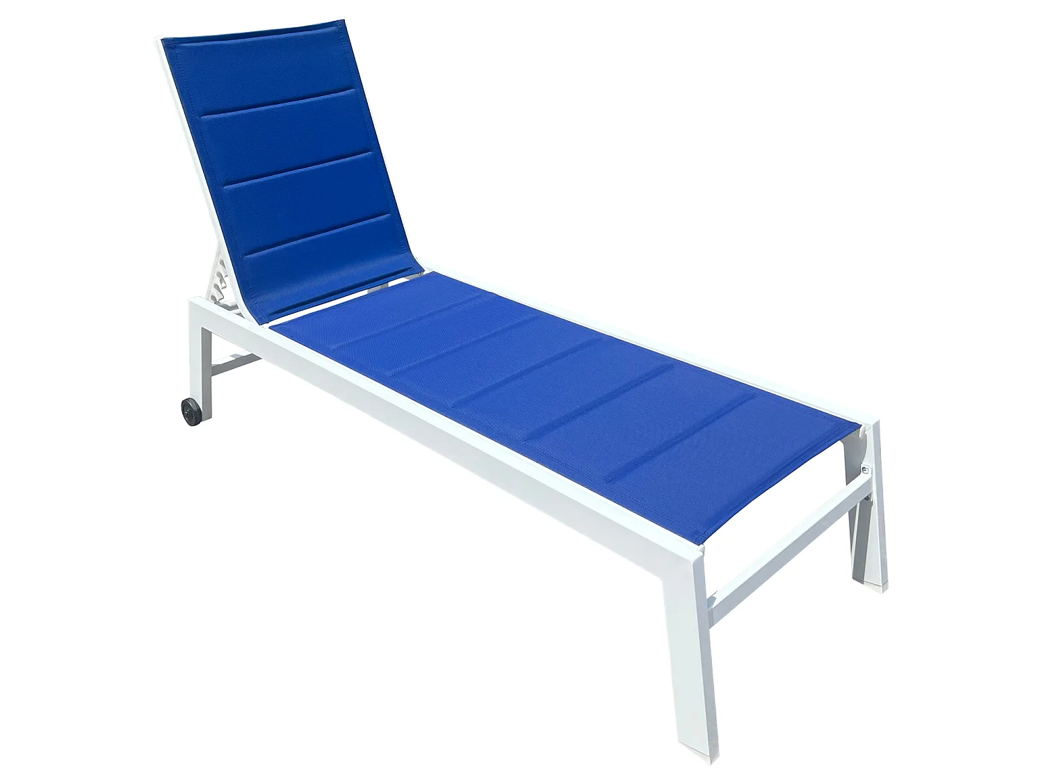 Lot de 2 bains de soleil BARBADOS en textilène bleu - aluminium blanc - HAPPY GARDEN