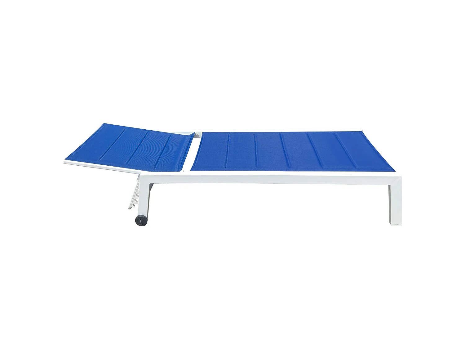 Lot de 2 bains de soleil BARBADOS en textilène bleu - aluminium blanc - HAPPY GARDEN