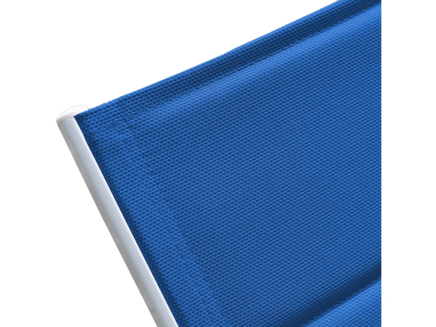 Lot de 2 bains de soleil BARBADOS en textilène bleu - aluminium blanc - HAPPY GARDEN