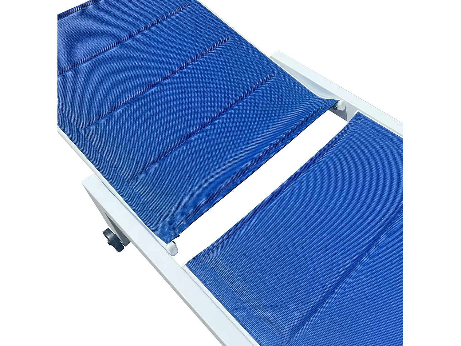 Lot de 2 bains de soleil BARBADOS en textilène bleu - aluminium blanc - HAPPY GARDEN