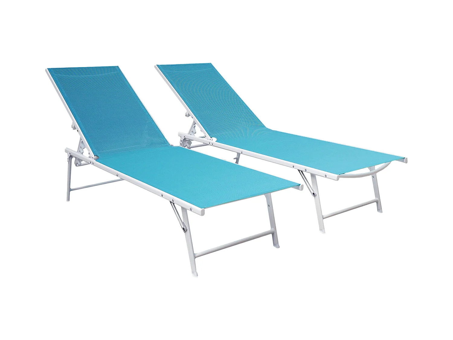 Set van 2 opvouwbare ligbedden SICILIA in blauw textilene - witte structuur