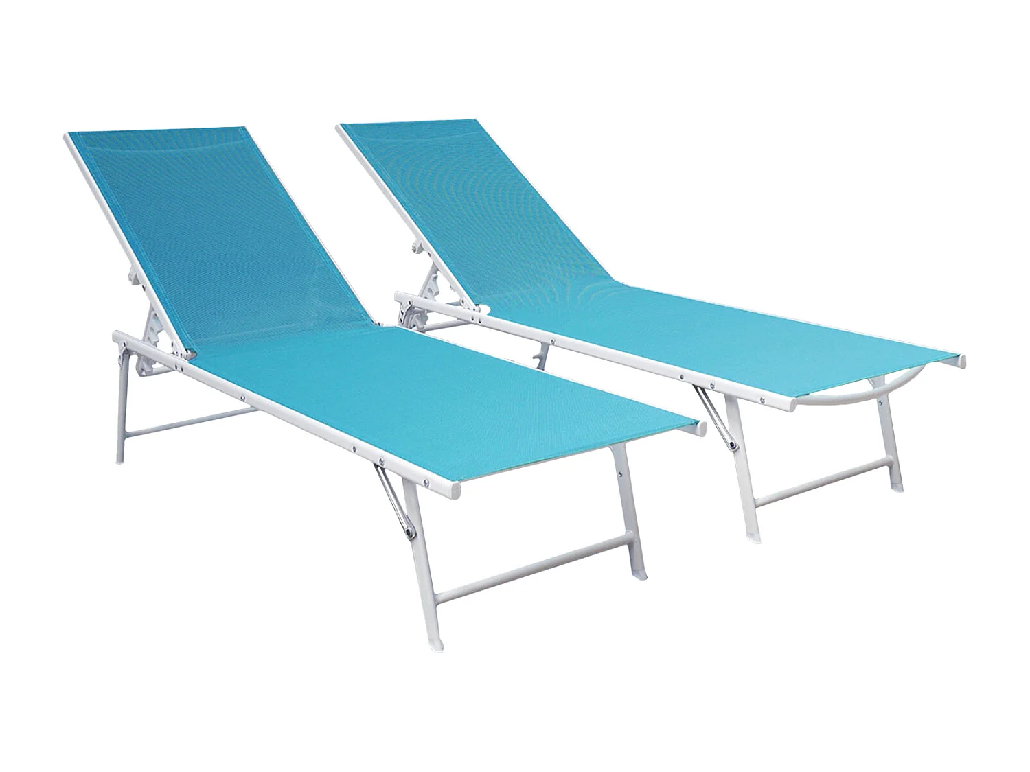 Set van 2 opvouwbare ligbedden SICILIA in blauw textilene - witte structuur