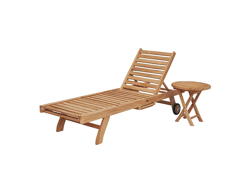 Set di lettini e tavolini pieghevoli in teak LOMBOK