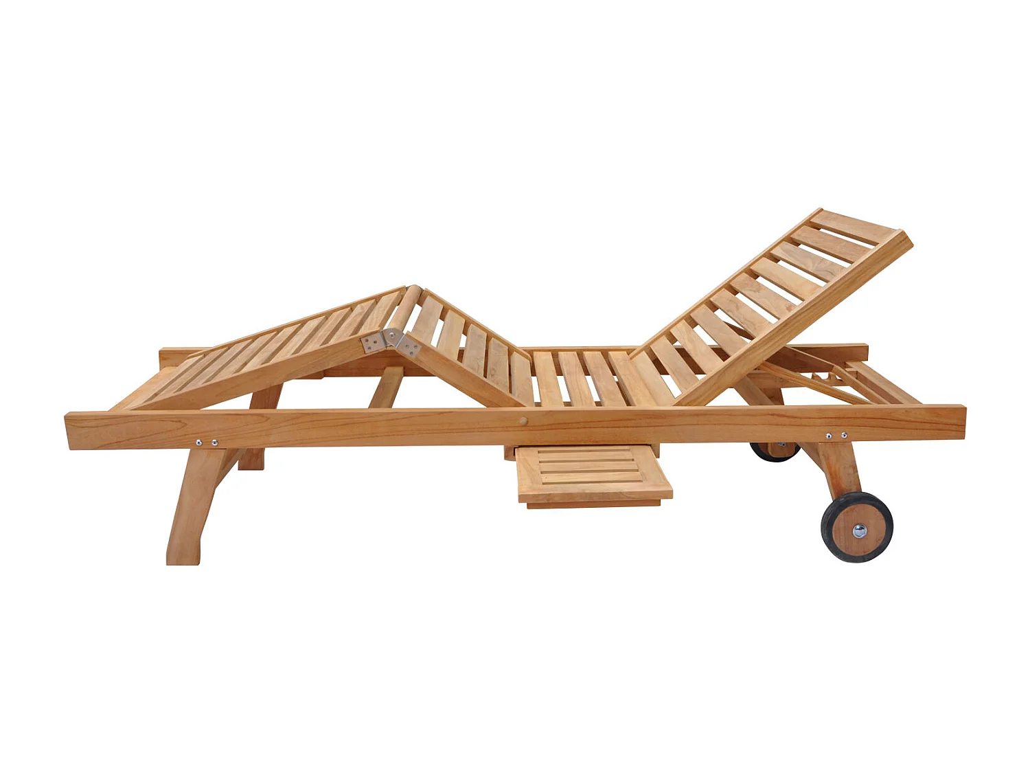 Ensemble bain de soleil pliant en teck avec table d'appoint LOMBOK - HAPPY GARDEN