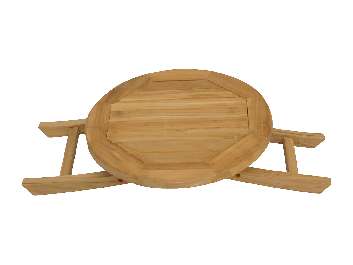 Ensemble bain de soleil pliant en teck avec table d'appoint LOMBOK - HAPPY GARDEN