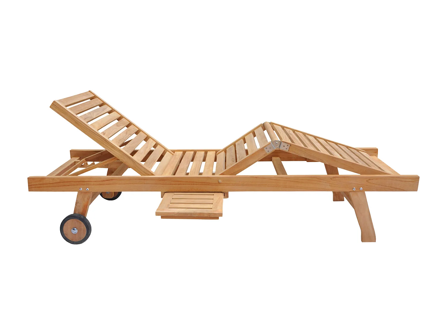 Ensemble bain de soleil pliant en teck avec table d'appoint LOMBOK - HAPPY GARDEN
