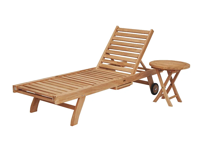 Set di lettini e tavolini pieghevoli in teak LOMBOK