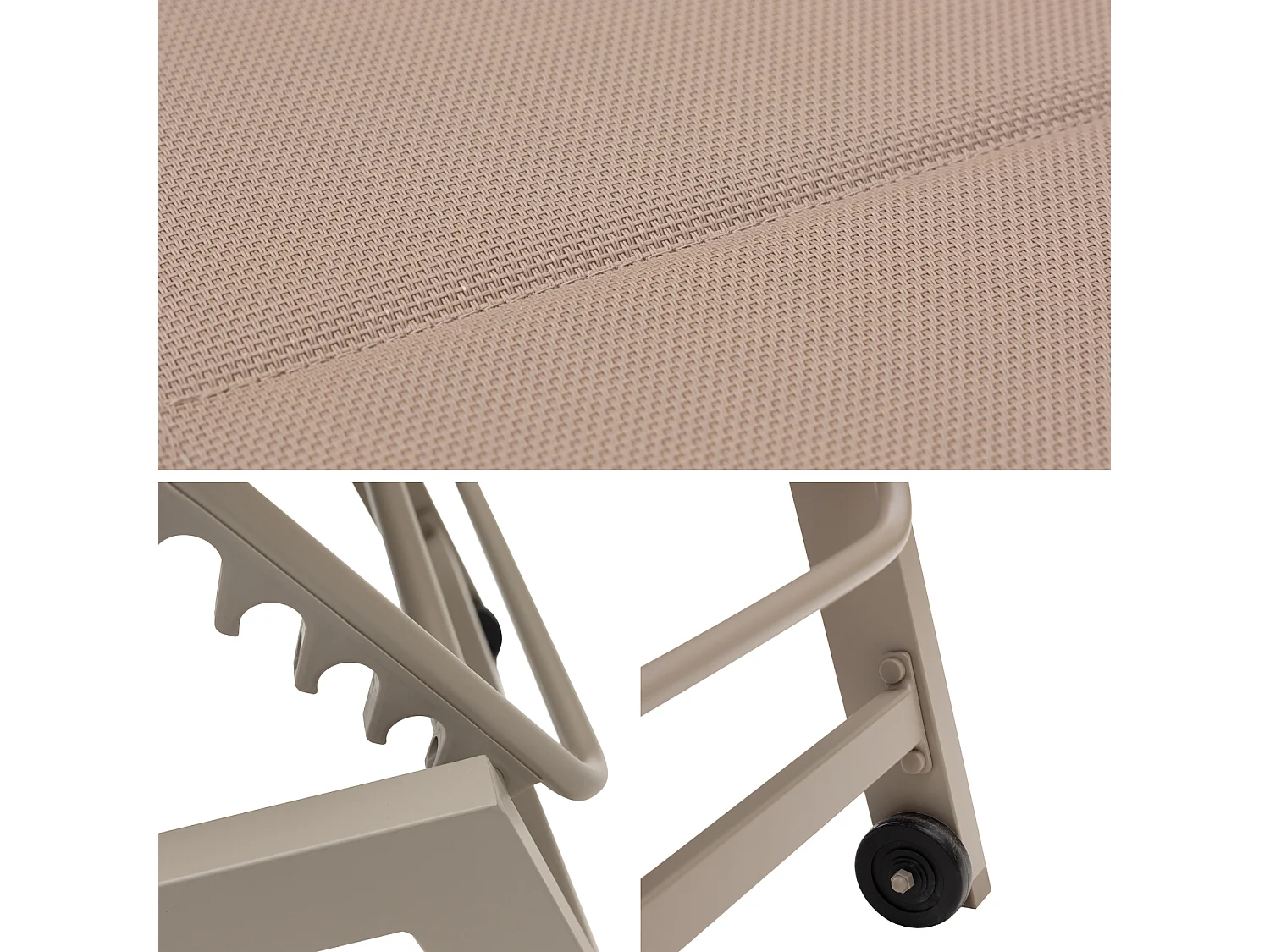 Set van 2 BARBADOS zonnebedden in taupe textilene - taupe aluminium