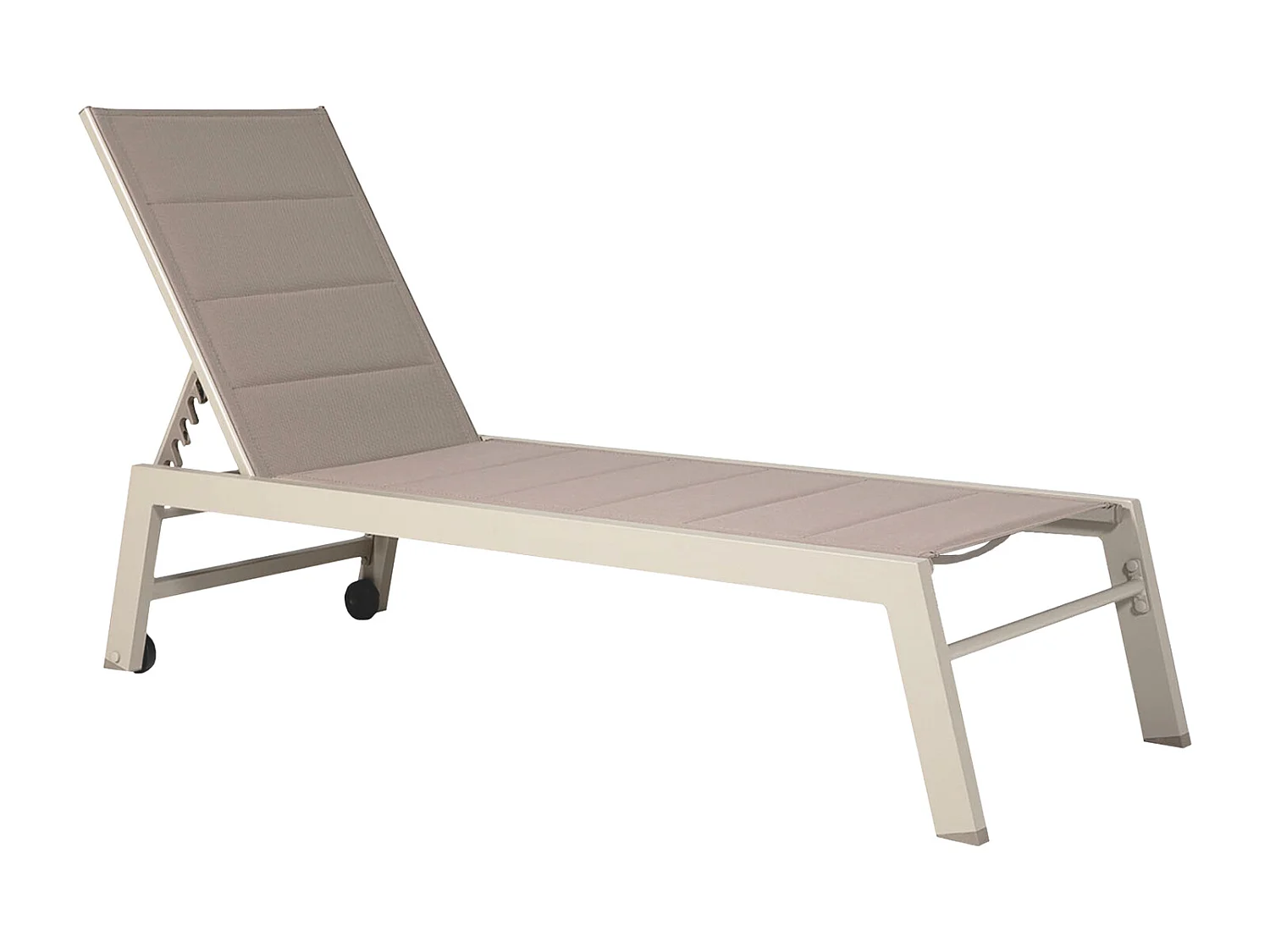 Lot de 2 bains de soleil BARBADOS en textilène taupe - aluminium taupe - HAPPY GARDEN