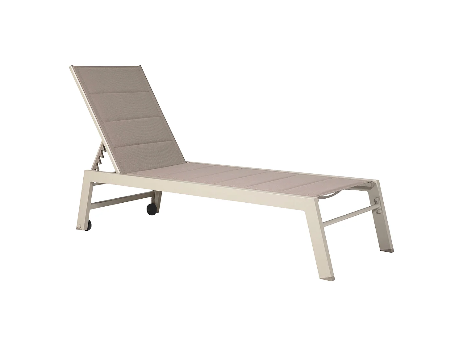 Set van 2 BARBADOS zonnebedden in taupe textilene - taupe aluminium