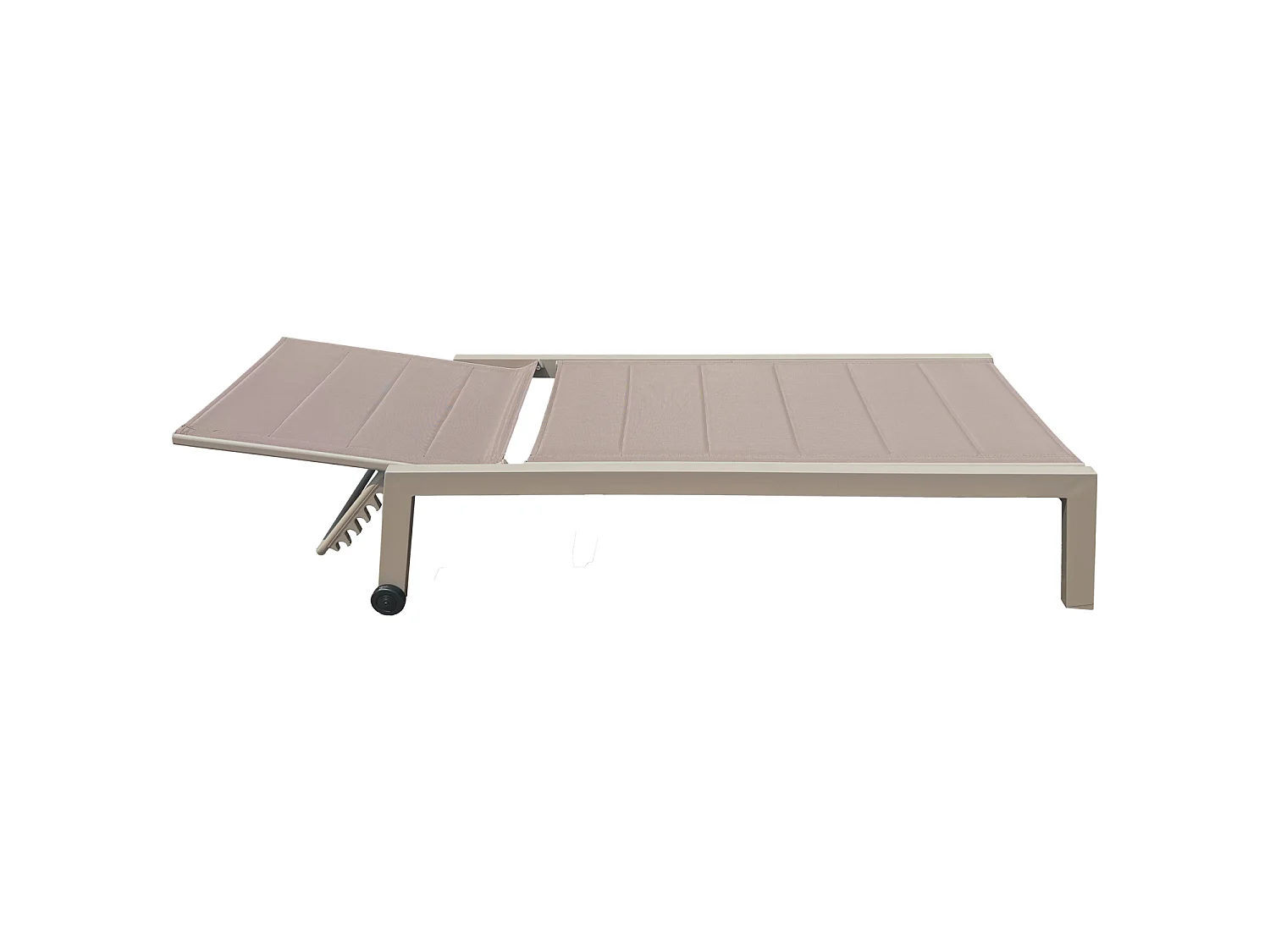 Lot de 2 bains de soleil BARBADOS en textilène taupe - aluminium taupe - HAPPY GARDEN