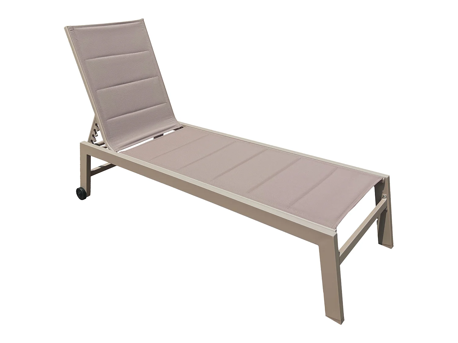 Lot de 2 bains de soleil BARBADOS en textilène taupe - aluminium taupe - HAPPY GARDEN