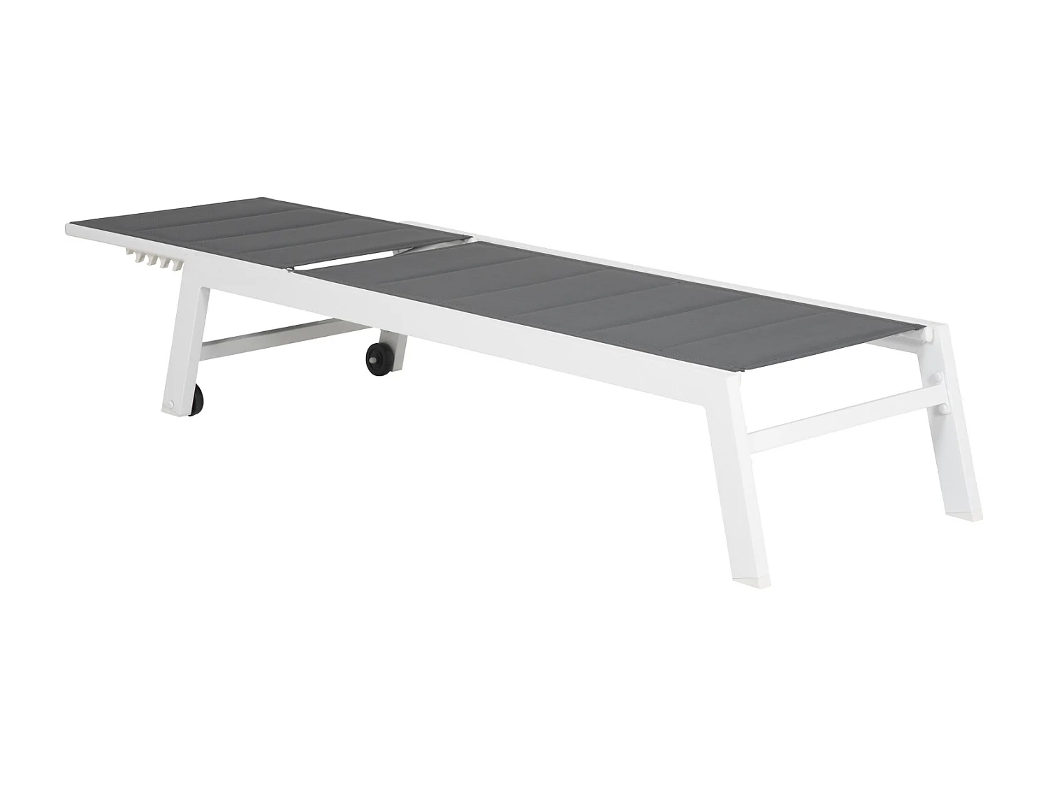 BARBADOS ligstoel in grijs textilene - wit aluminium