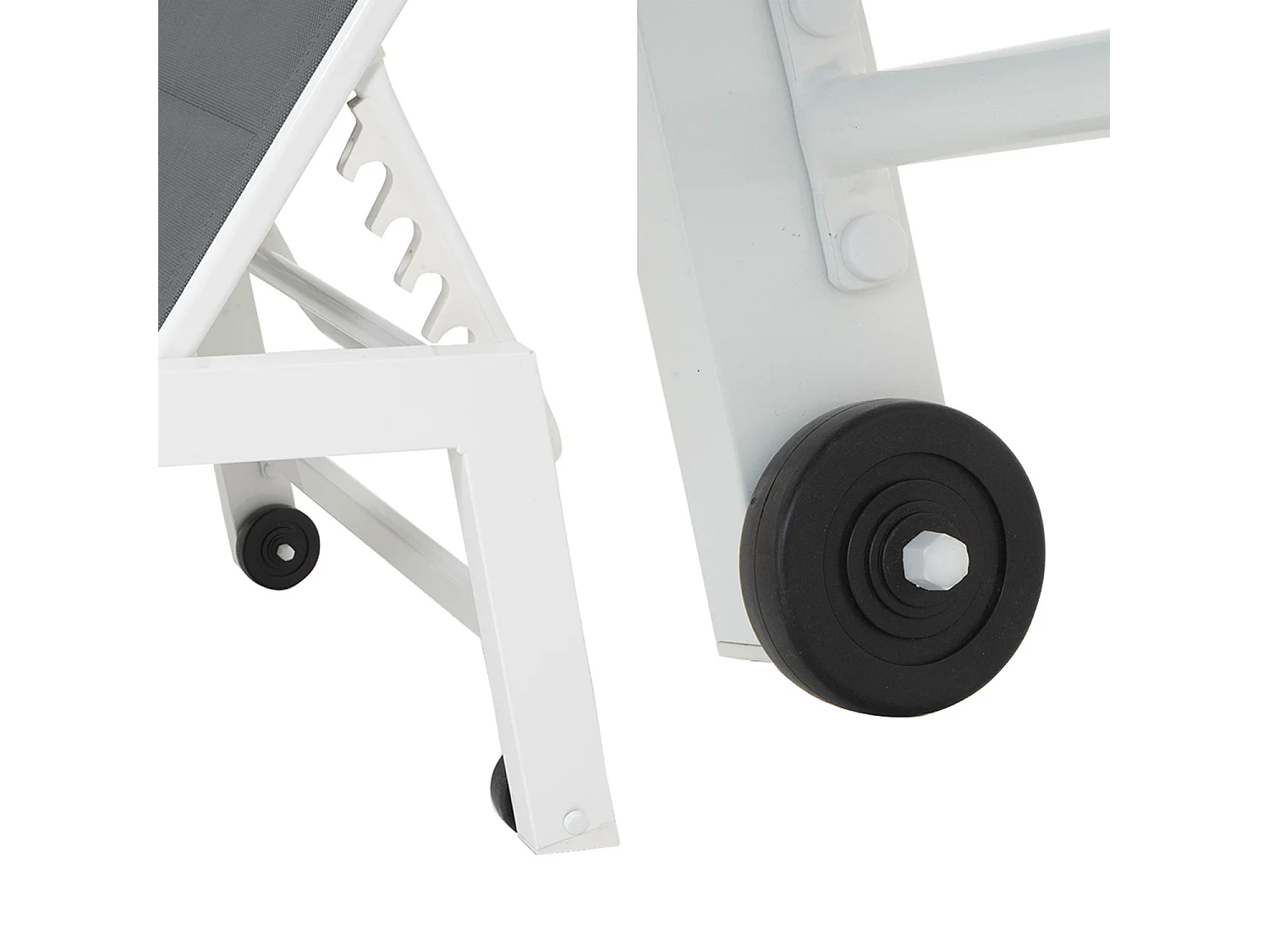 BARBADOS ligstoel in grijs textilene - wit aluminium