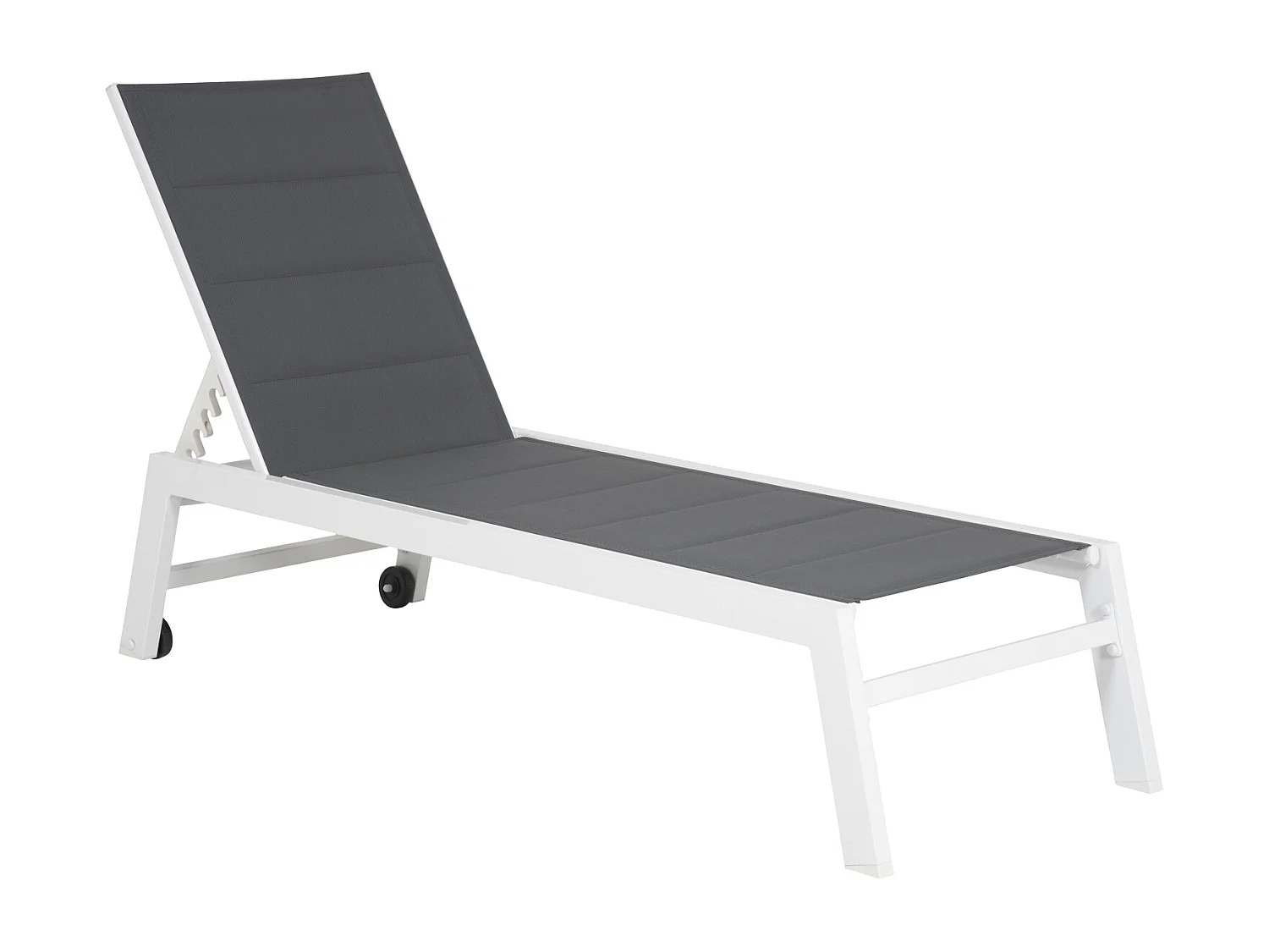 BARBADOS ligstoel in grijs textilene - wit aluminium