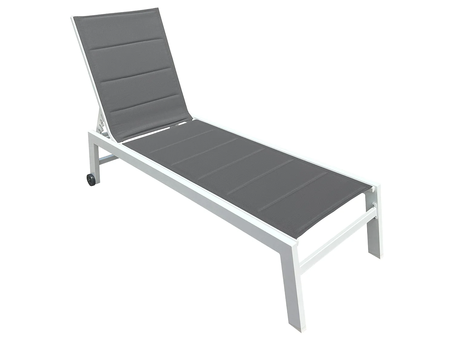 Bain de soleil BARBADOS en textilène gris - aluminium blanc - HAPPY GARDEN