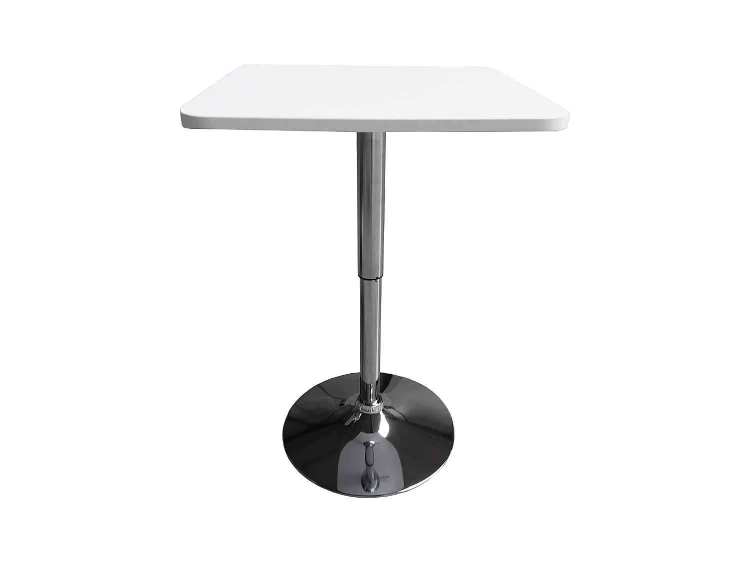 Table de bar carrée blanche et chrome LUKE - HAPPY GARDEN