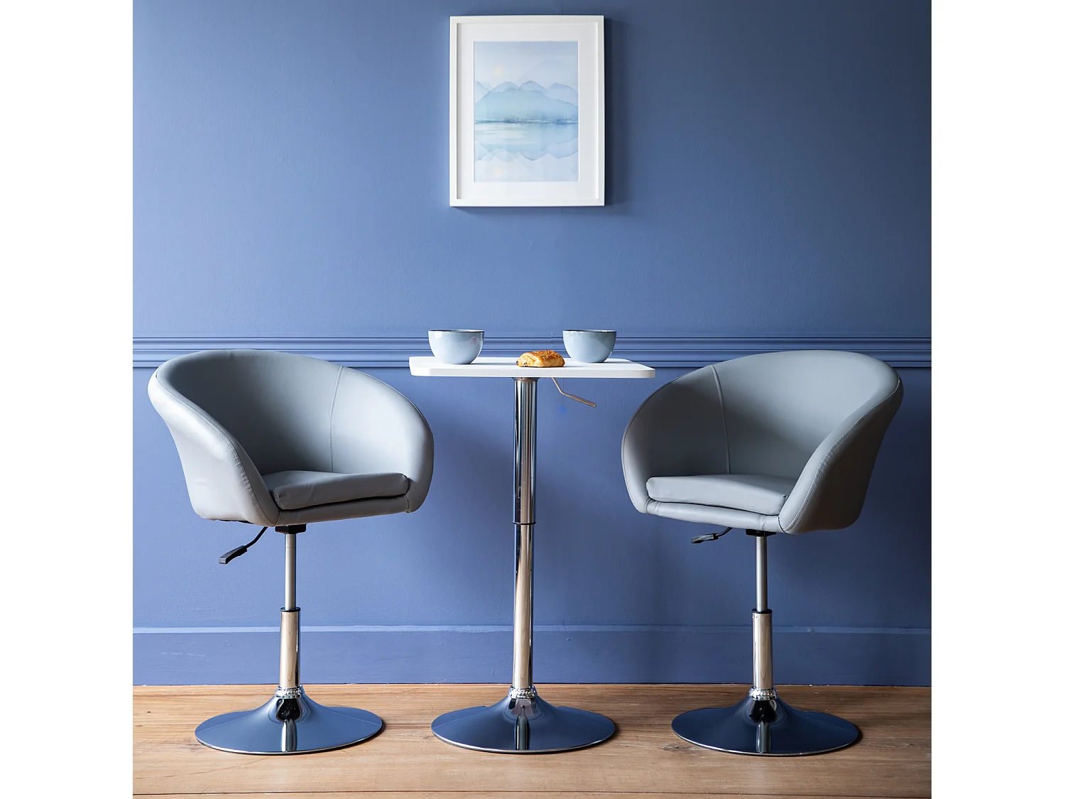 LUKE wit en chroom vierkante bartafel