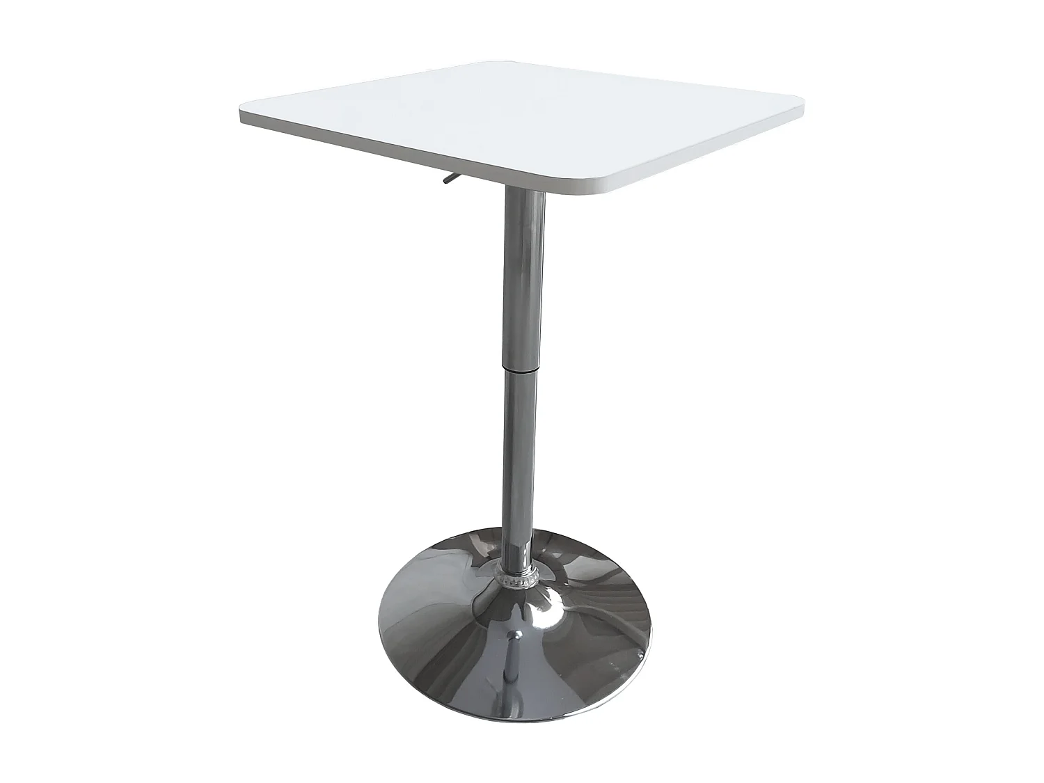 Table de bar carrée blanche et chrome LUKE - HAPPY GARDEN