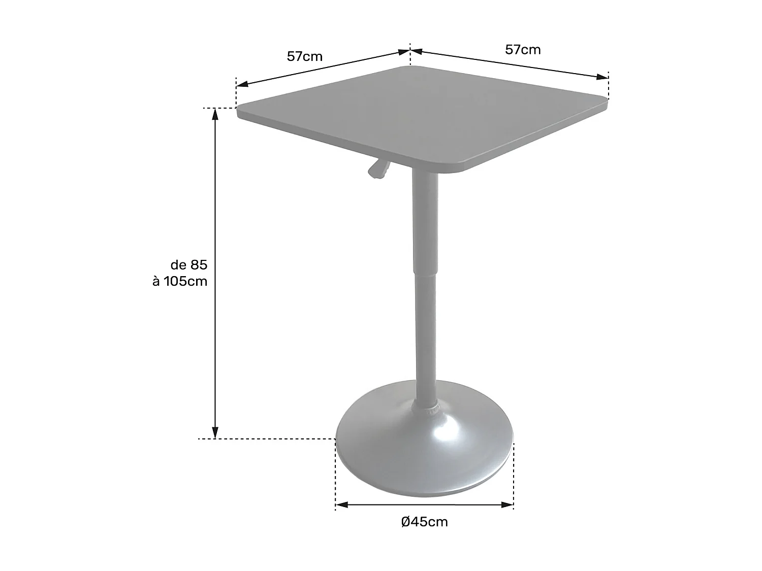 LUKE vierkante bartafel zwart