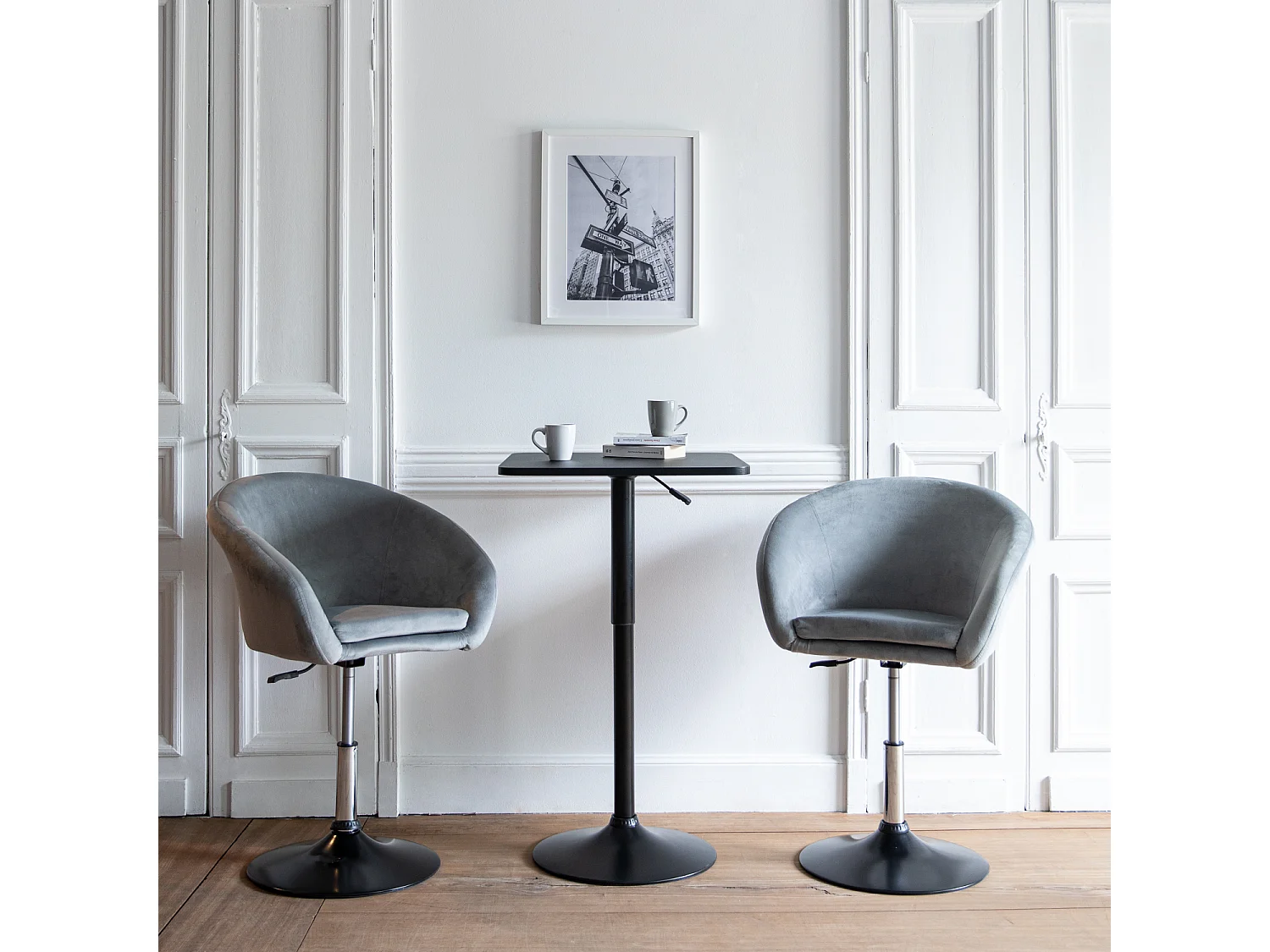 Table de bar carrée noire LUKE - HAPPY GARDEN