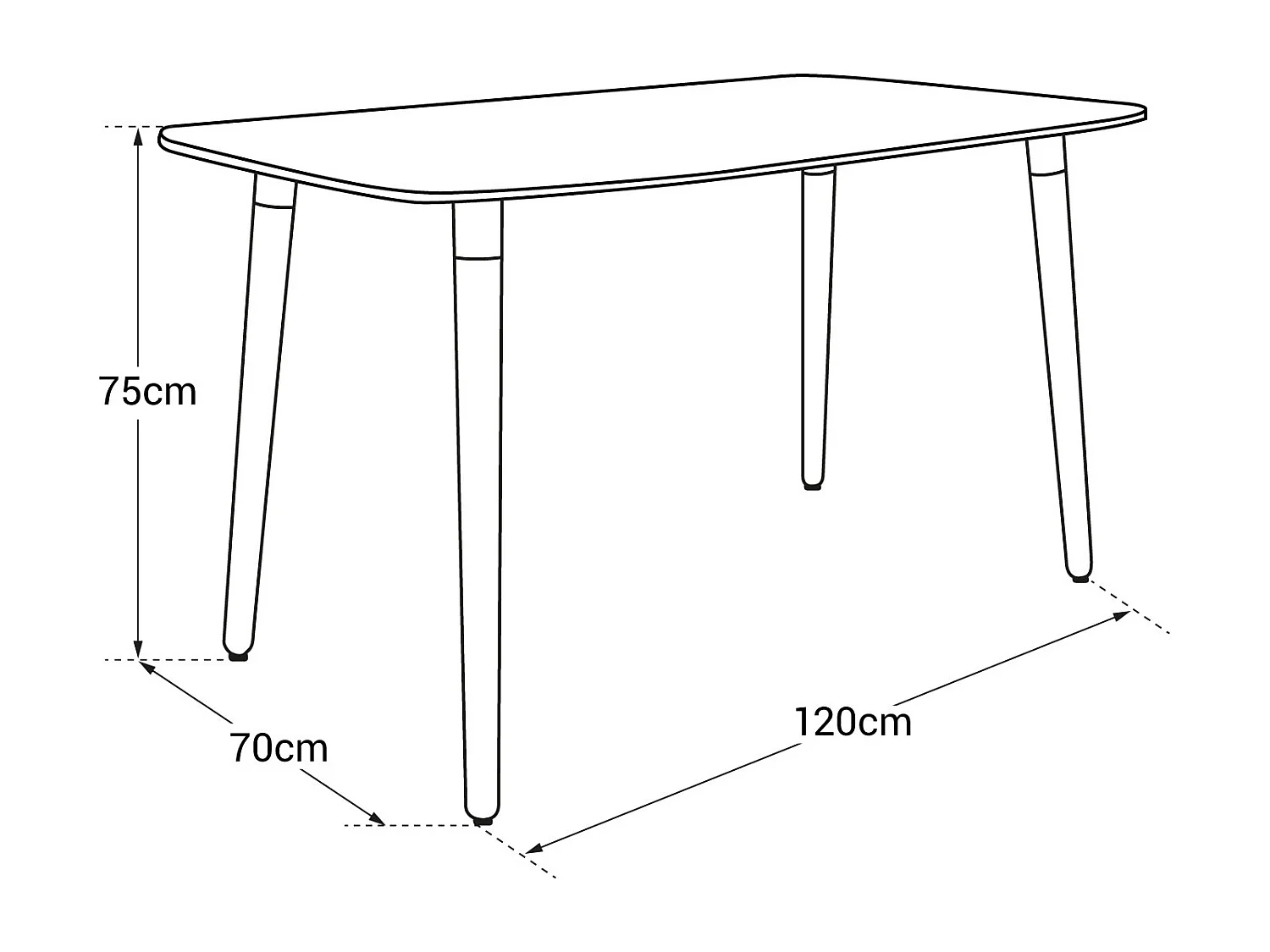 Mesa rectangular 120 × 70cm blanca PIA