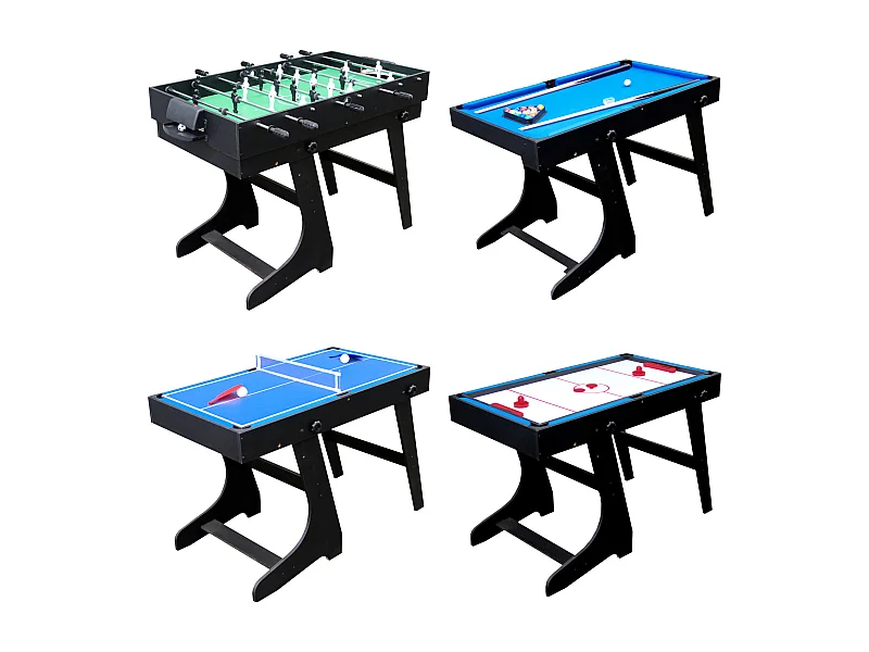 Mesa multi-jogos 4 em 1 para crianças - Matraquilhos, Bilhar, Ténis de mesa, Air-hockey