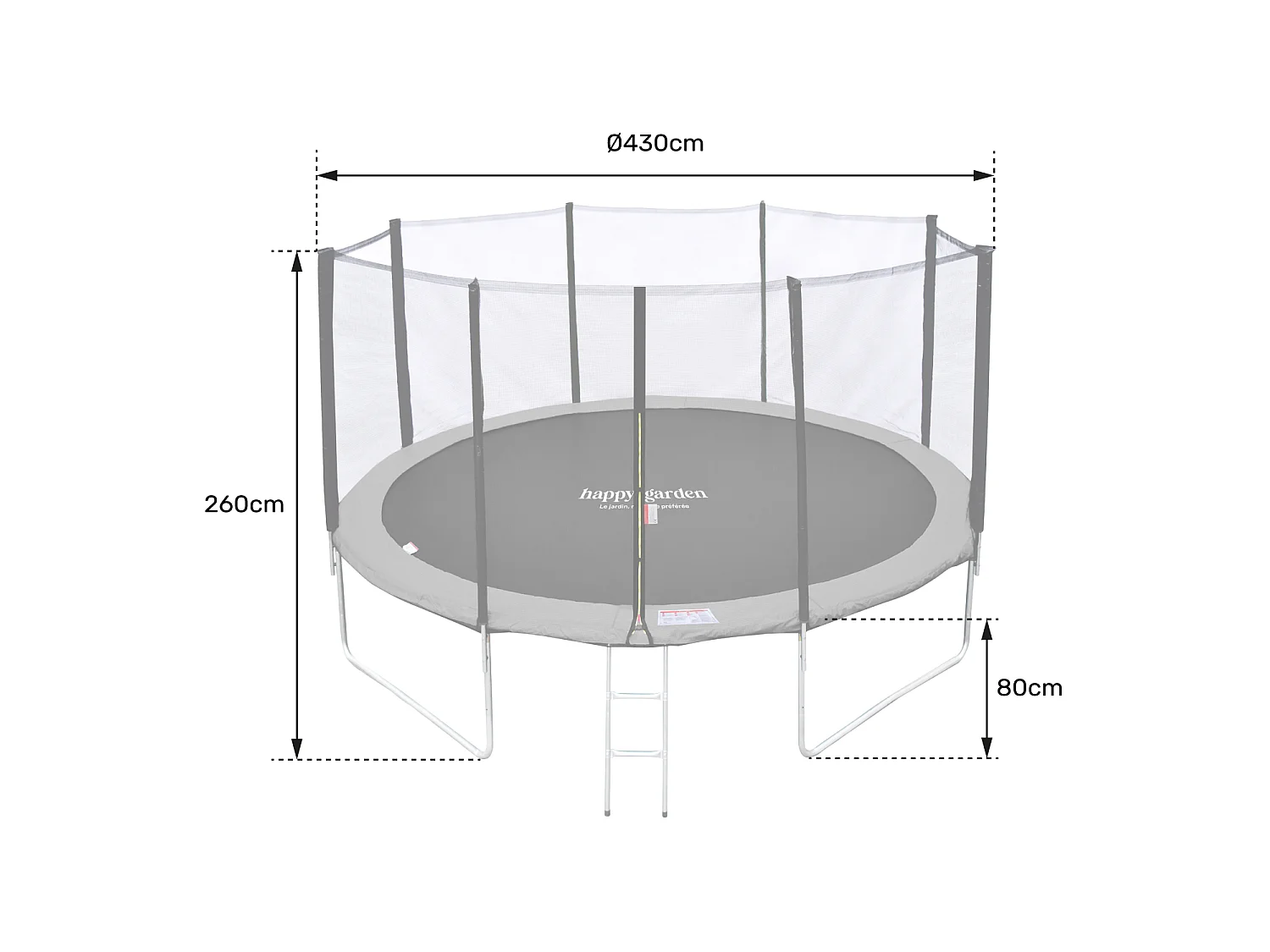 Trampoline 430cm réversible vert / bleu MELBOURNE + filet, échelle, bâche et kit d'ancrage - HAPPY GARDEN