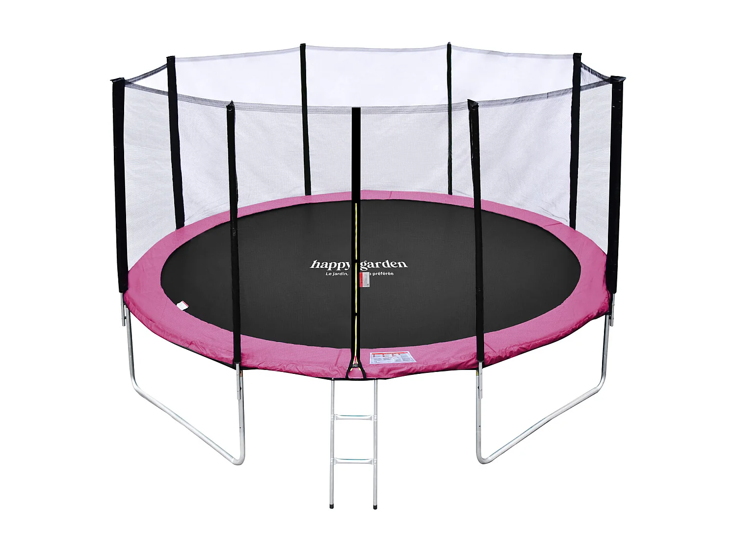 Trampoline 370cm omkeerbaar roze/grijs PERTH + net, ladder, afdekhoes en verankeringsset