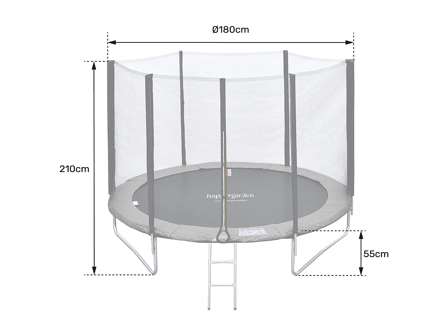 Trampoline 180cm réversible bleu / vert CAIRNS + filet, échelle, bâche et kit d'ancrage - HAPPY GARDEN
