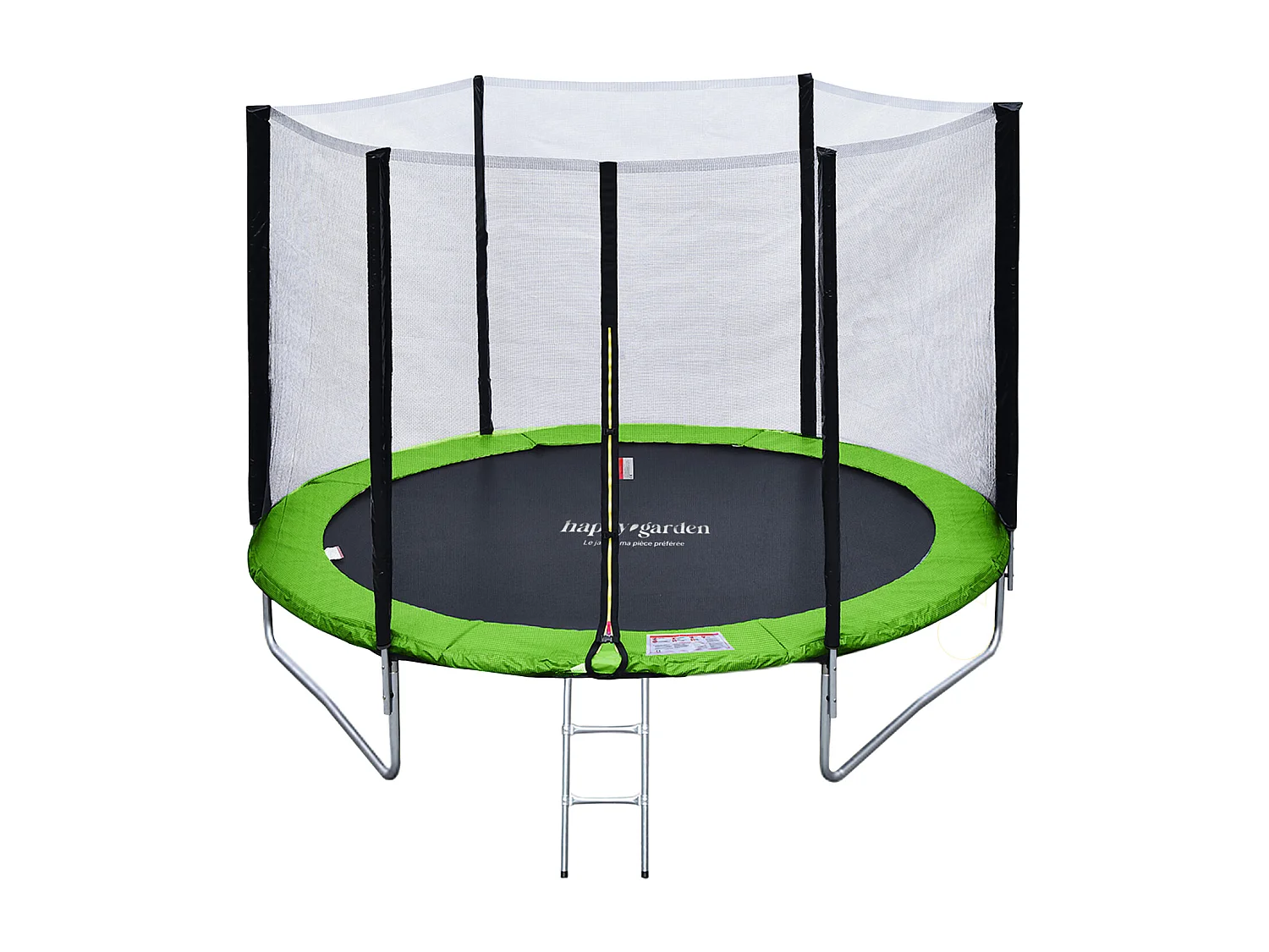 Pack Premium Trampoline 245cm réversible vert / bleu CANBERRA + filet, échelle, bâche et kit d'ancrage