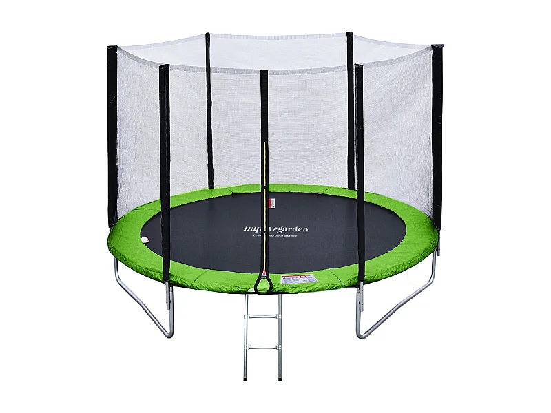 Pack Premium Trampolín 245cm reversible verde / azul CANBERRA + red, escalera, funda y kit de anclaje - HAPPY GARDEN