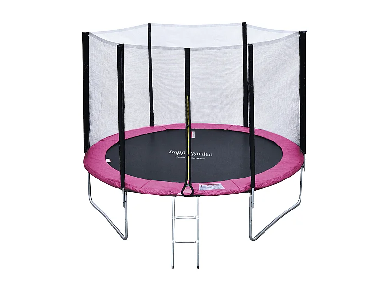 Premium Pack Trampolino 305cm reversibile rosa/grigio ADELAÏDE + rete, scala, copertura e kit di ancoraggio