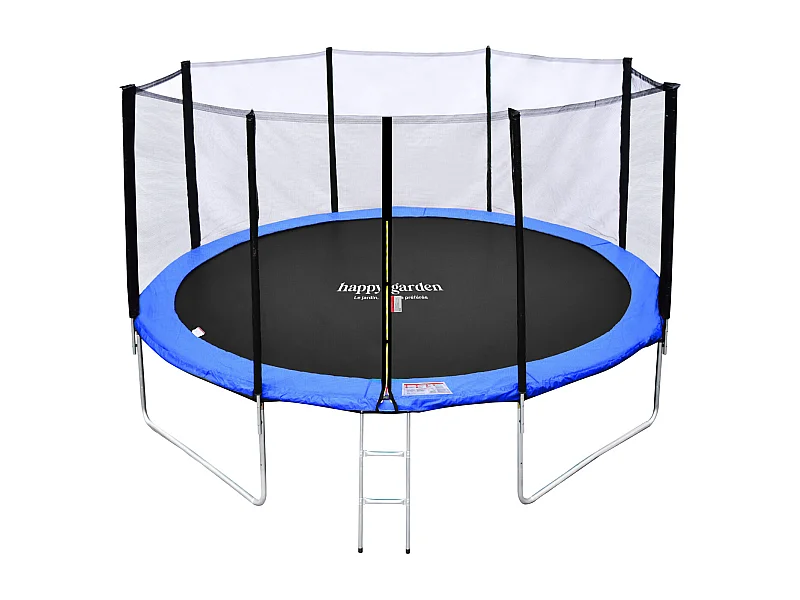 Trampoline 370cm omkeerbaar blauw/groen PERTH + net, ladder, afdekhoes en verankeringsset