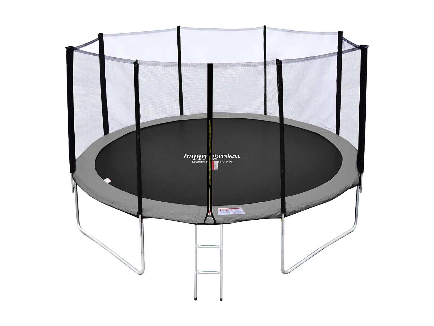 Trampoline 430cm réversible gris / rose MELBOURNE + filet, échelle, bâche et kit d'ancrage - HAPPY GARDEN