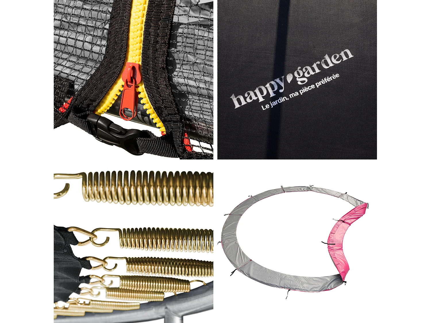 Premium Pack Trampolin 245cm wendbar grau / rosa CANBERRA + Netz, Leiter, Abdeckplane und Verankerungsset