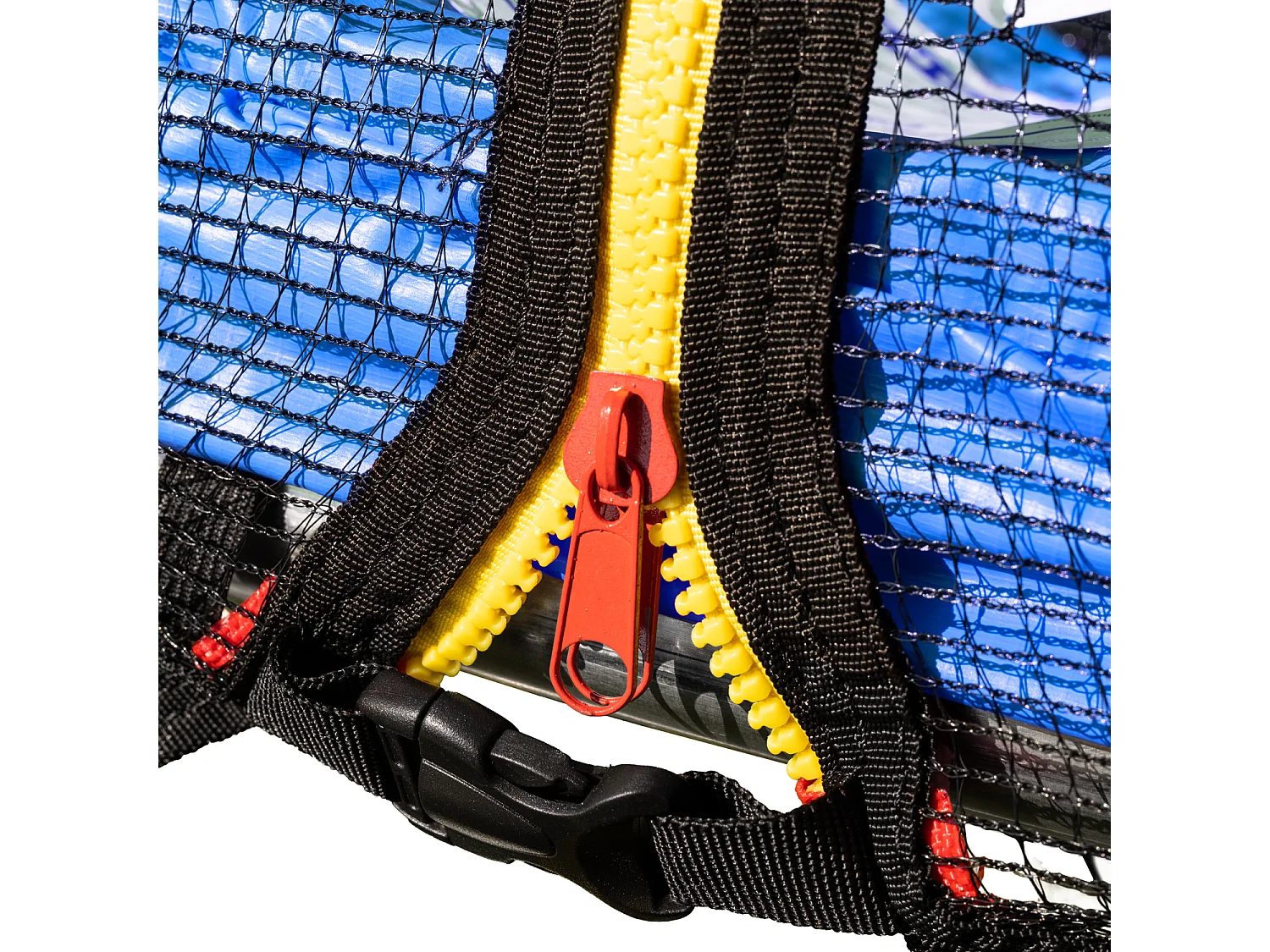 Trampoline 245cm omkeerbaar blauw / groen CANBERRA + net, ladder, hoes en verankeringsset