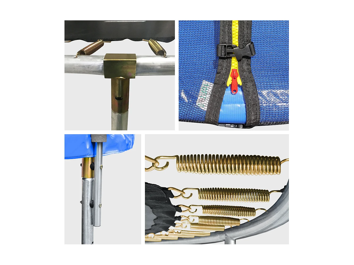 Cama elástica de 430cm reversible azul/verde, Pack trampolín MELBOURNE + red de seguridad + escalera + lona + kit de anclaje.